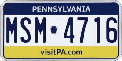 PA license plate MSM4716