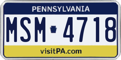 PA license plate MSM4718
