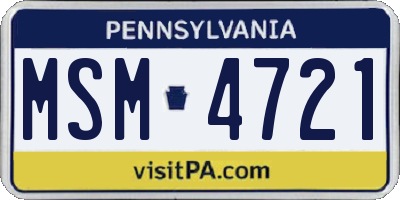 PA license plate MSM4721