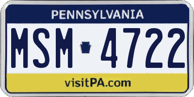 PA license plate MSM4722