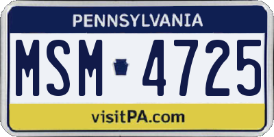 PA license plate MSM4725