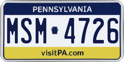 PA license plate MSM4726
