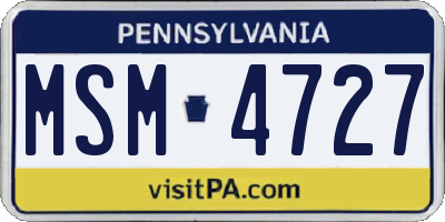 PA license plate MSM4727