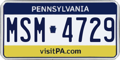 PA license plate MSM4729