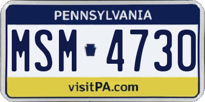 PA license plate MSM4730