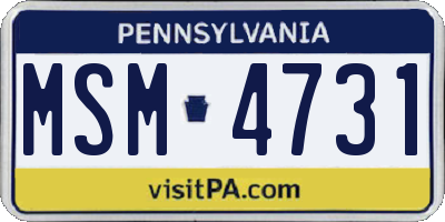 PA license plate MSM4731