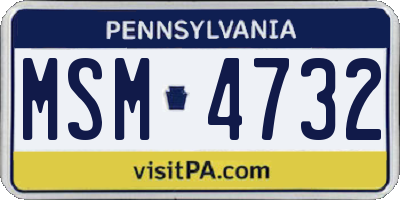 PA license plate MSM4732