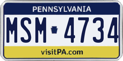 PA license plate MSM4734