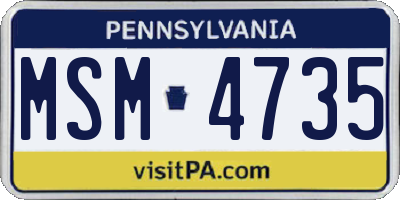 PA license plate MSM4735