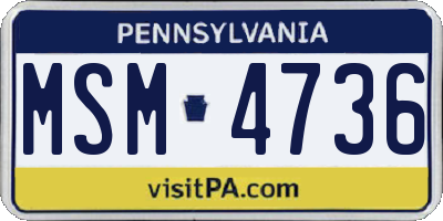 PA license plate MSM4736