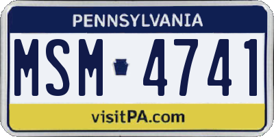 PA license plate MSM4741