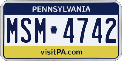 PA license plate MSM4742