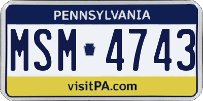 PA license plate MSM4743