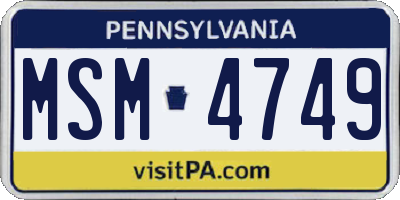 PA license plate MSM4749