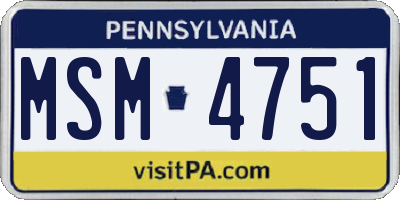 PA license plate MSM4751