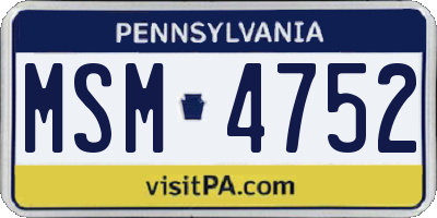 PA license plate MSM4752