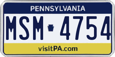 PA license plate MSM4754