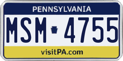PA license plate MSM4755