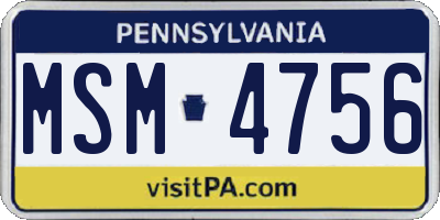 PA license plate MSM4756