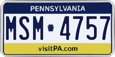 PA license plate MSM4757