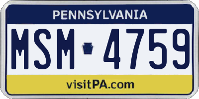 PA license plate MSM4759
