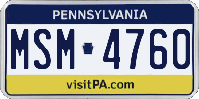 PA license plate MSM4760