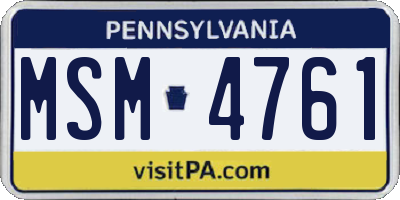 PA license plate MSM4761