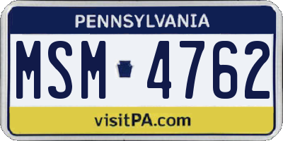 PA license plate MSM4762
