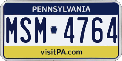 PA license plate MSM4764