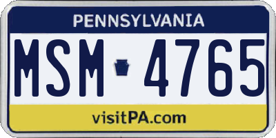 PA license plate MSM4765