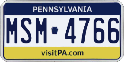 PA license plate MSM4766