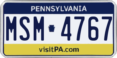 PA license plate MSM4767