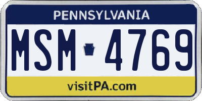 PA license plate MSM4769