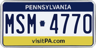 PA license plate MSM4770