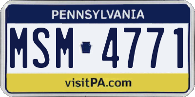 PA license plate MSM4771