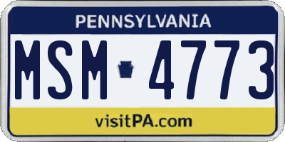 PA license plate MSM4773