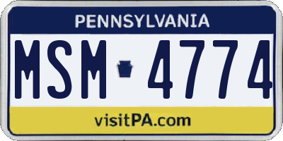 PA license plate MSM4774