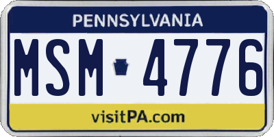 PA license plate MSM4776