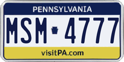 PA license plate MSM4777