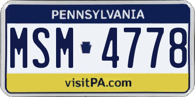 PA license plate MSM4778