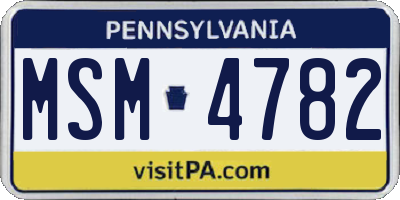 PA license plate MSM4782