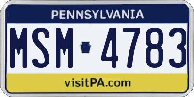 PA license plate MSM4783