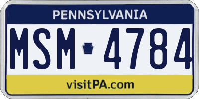 PA license plate MSM4784