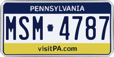 PA license plate MSM4787