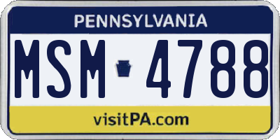 PA license plate MSM4788