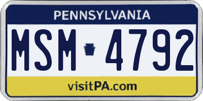 PA license plate MSM4792