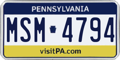 PA license plate MSM4794