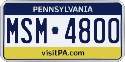 PA license plate MSM4800