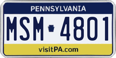 PA license plate MSM4801