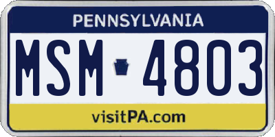 PA license plate MSM4803